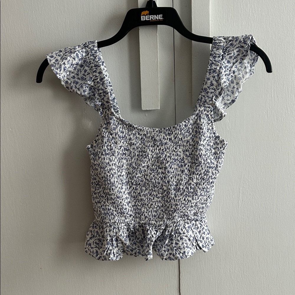 Wallflower Blue and White Smocked Blouse